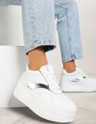 vices Adidași Alb-Argintiu pe Talpă Groasă Decorate cu Inserție Metalică Nelarwyn
