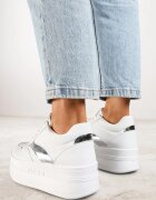 vices Adidași Alb-Argintiu pe Talpă Groasă Decorate cu Inserție Metalică Nelarwyn