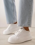 vices Adidași Alb-Auriu cu Inserție Metalică Perforație și Stea Edanatia