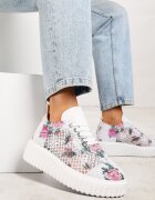 vices Adidași Alb-Roz Ajurate pe Talpă Groasă cu Relief Luminise