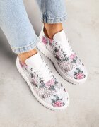 vices Adidași Alb-Roz Ajurate pe Talpă Groasă cu Relief Luminise