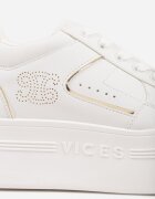 vices Adidași Albi-Aurii pe Talpă Groasă cu Inserții Metalice Nelesea