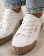 vices Adidași Albi-Bej cu Talpă Groasă cu Reliefuri cu Aplicație Triunghiulară Bolirea