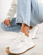 vices Adidași Albi cu Talpă Groasă cu Ornament Metalic Nelastra