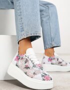 vices Adidași Albi cu Talpă Groasă și cu Partea Superioară Ajourată Florală Ardisov