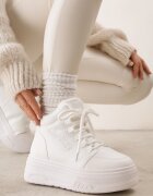 vices Adidași Albi pe Platformă Izolate cu Blană Leanelitia