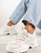 vices Adidași Albi pe Talpă Gofrată cu Șireturi Decorative și Inserții din Plasă Xerxia