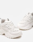 vices Adidași Albi pe Talpă Gofrată cu Șireturi Decorative și Inserții din Plasă Xerxia