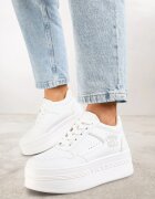 vices Adidași Albi pe Talpă Groasă cu Inserții Metalice Nelesea