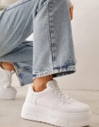 vices Adidași Albi pe Talpă Groasă Reliefată Riovelle