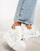 vices Adidași Albi Plati cu Șiret Dublu cu Decor 3D Nelarissa