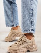 vices Adidași bej închis pe talpă embosată cu șireturi decorative și inserții din plasă Xerxia