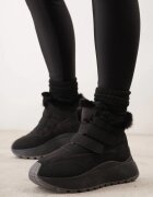 vices Adidași de iarnă negri pe talpă groasă cu închidere cu scai și blană Nelisella
