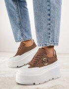 vices Adidași Maro-Alb pe Platformă Decorați cu Aplicație Rotundă Wodvire