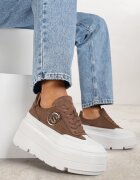 vices Adidași Maro-Alb pe Platformă Decorați cu Aplicație Rotundă Wodvire