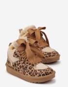 vices Adidași Maro în stil cizme de zăpadă Căptușiți cu șireturi late și model leopard Rennith