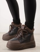 vices Adidași Negri-Maro tip ghete de zăpadă cu Talpă Groasă cu Relief Decorate cu Inscripția Fettania