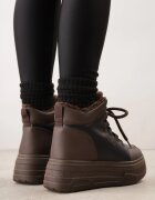 vices Adidași Negri-Maro tip ghete de zăpadă cu Talpă Groasă cu Relief Decorate cu Inscripția Fettania
