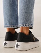 vices Adidași Negri pe Talpă Groasă cu profil aderent Decorată cu Stea Natevia