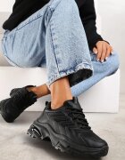 vices Adidași Negri pe Talpă Groasă Neregulară cu Cusături Hatila