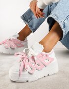 vices Adidași Plati Alb-Roz cu Șiret Dublu cu Ornament 3D Nelarissa