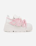 vices Adidași Plati Alb-Roz cu Șiret Dublu cu Ornament 3D Nelarissa