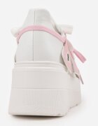 vices Adidași Plati Alb-Roz cu Șiret Dublu cu Ornament 3D Nelarissa