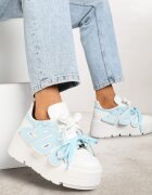 vices Adidași Plati Albi-Albaștri cu Șiret Dublu cu Ornament 3D Nelarissa