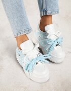 vices Adidași Plati Albi-Albaștri cu Șiret Dublu cu Ornament 3D Nelarissa