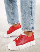vices Adidași Roșii Cu șireturi pe Talpă Plată Firori