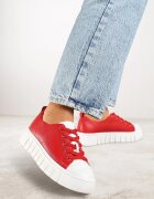 vices Adidași Roșii Cu șireturi pe Talpă Plată Firori