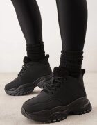 vices Adidași tip ghete Negre pe Platformă Groasă Reliefată Tip Trapper Narrise