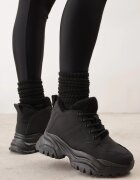 vices Adidași tip ghete Negre pe Platformă Groasă Reliefată Tip Trapper Narrise