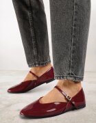 vices Balerini Bordeaux cu baretă cu cataramă decorați cu cusături Desilita