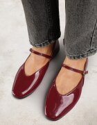 vices Balerini Bordeaux cu baretă cu cataramă decorați cu cusături Desilita