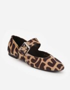 vices Balerini Leopard cu branț din piele și curea lată cu cataramă Rilucea