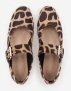 vices Balerini Leopard cu branț din piele și curea lată cu cataramă Rilucea