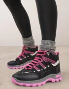 vices Bocanci Negru-Fuchsia cu șireturi pe talpă groasă Afertie