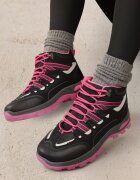 vices Bocanci Negru-Fuchsia cu șireturi pe talpă groasă Afertie