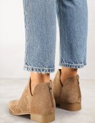 vices Botine ajurate bej închis pe talpă plată cu decupaj decorativ Selenith