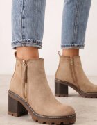 vices Botine Bej cu toc gros Boho cu fermoar Sirdre