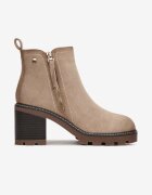 vices Botine Bej cu toc gros Boho cu fermoar Sirdre