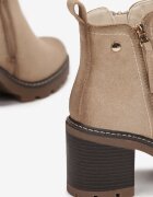 vices Botine Bej cu toc gros Boho cu fermoar Sirdre