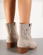 vices Botine Bej deschis cu toc stil cowboy cu broderie Nelithraea