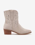 vices Botine Bej deschis cu toc stil cowboy cu broderie Nelithraea
