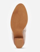 vices Botine bej deschis cu toc stil cowboy decorate cu model ajurat Zelori