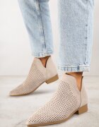 vices Botine Bej deschis Perforate cu Talpă Plată cu Decupaj Decorativ Selenith