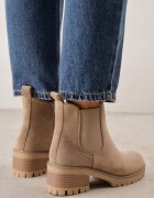 vices Botine Bej închis cu toc gros Rona