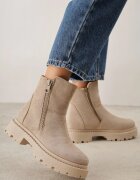 vices Botine Bej închis pe Talpă Grosă Decorate cu Fermoar Tarilia