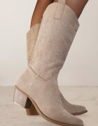 vices Botine bej închis Tip cowboy pe toc conic Naladia